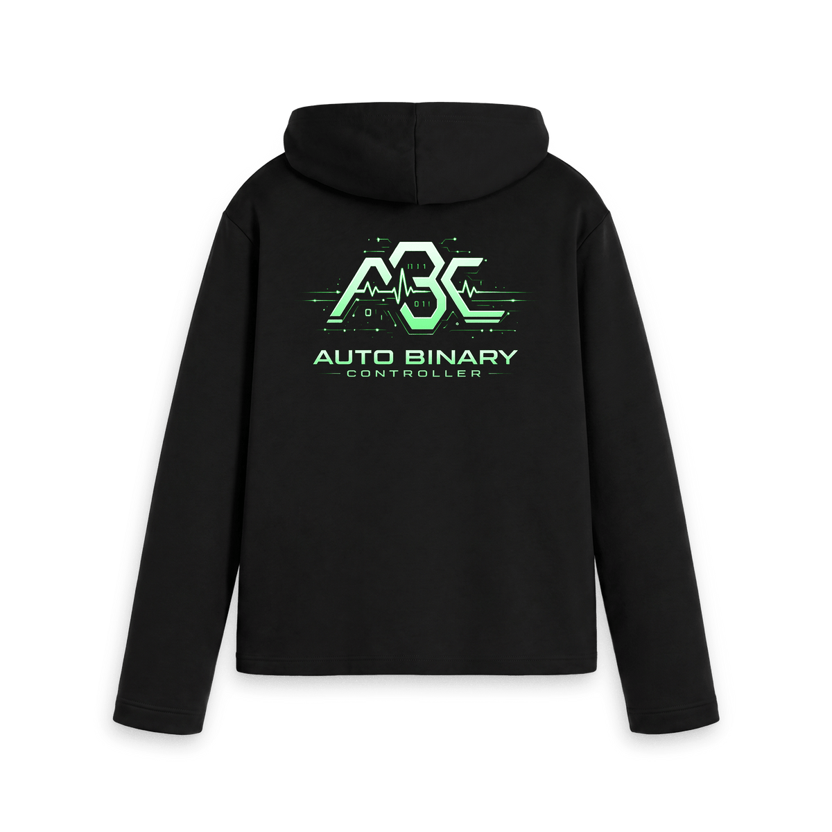 Black women's relaxed fit hoodie with the ABC logo, back view