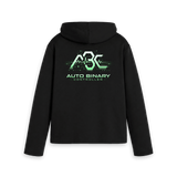 Black women's relaxed fit hoodie with the ABC logo, back view