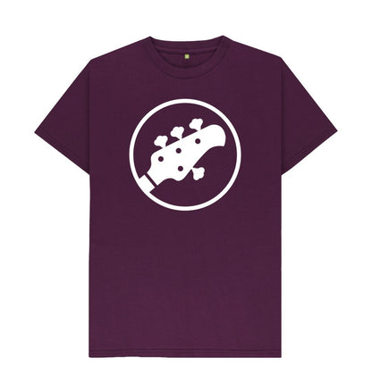 Purple Mens Stingray Bass Guitar Head Stock T-Shirt (White)