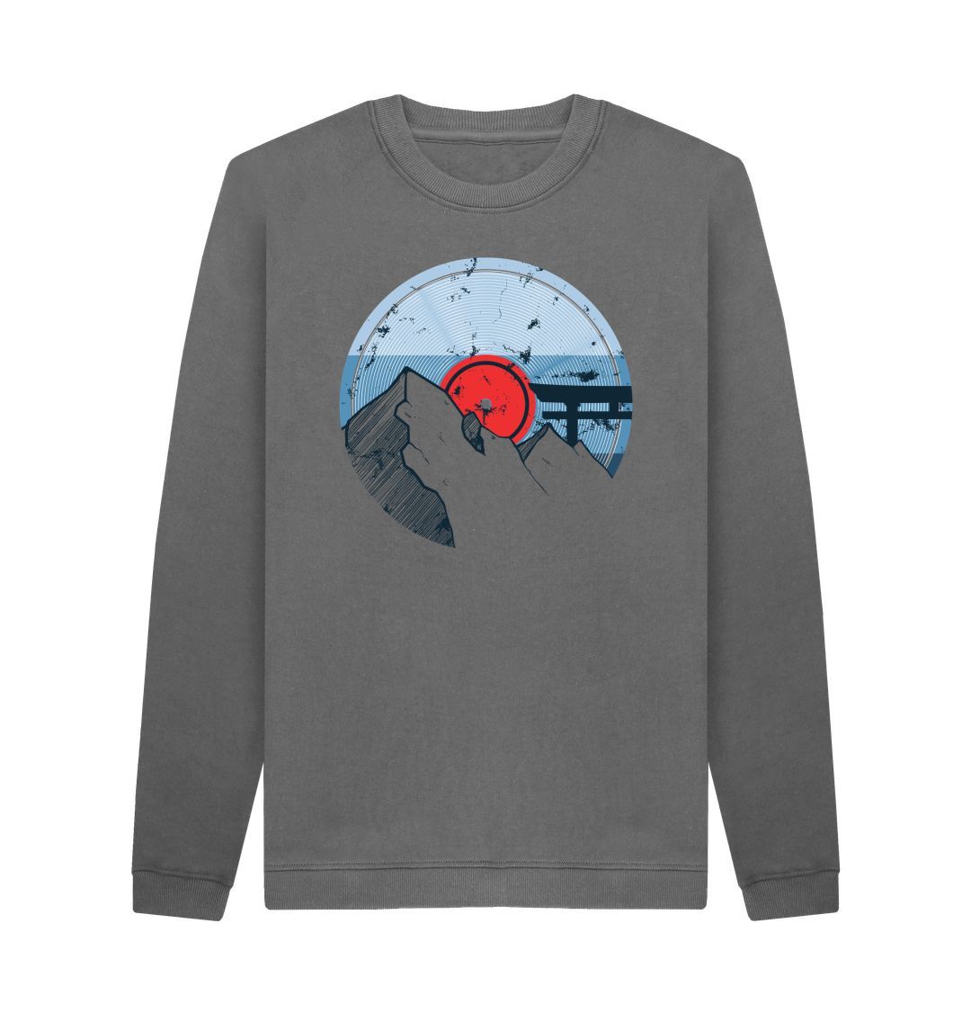 Slate Grey Mens Vinyl Record Mountain Sweatshirt