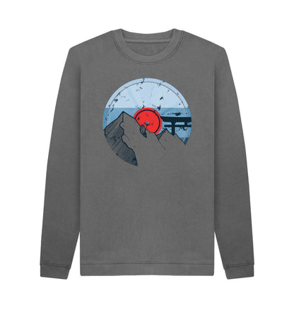 Slate Grey Mens Vinyl Record Mountain Sweatshirt