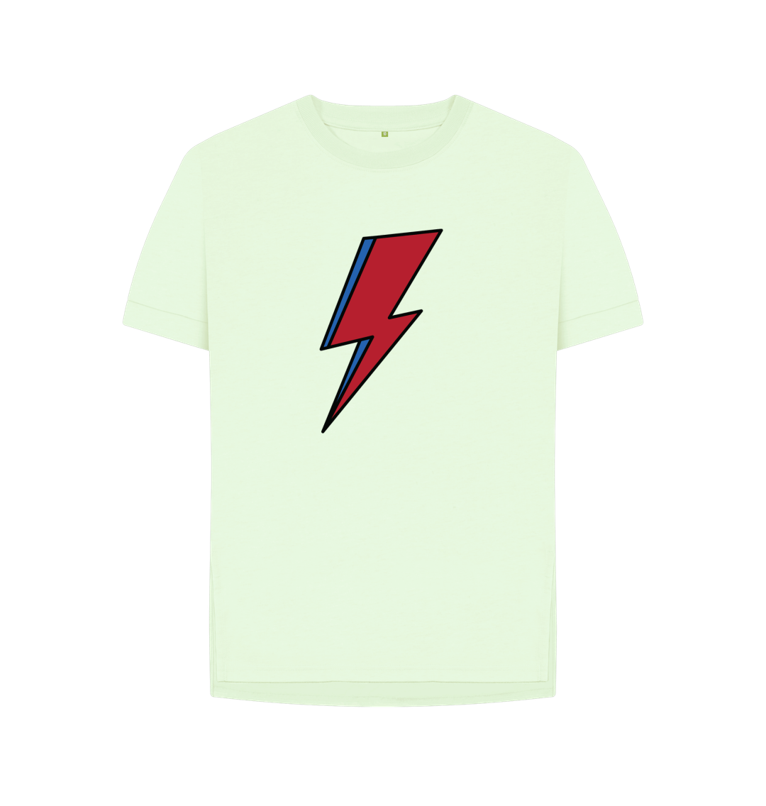 Pastel Green David Bowie Lightning Bolt Womens T-Shirt