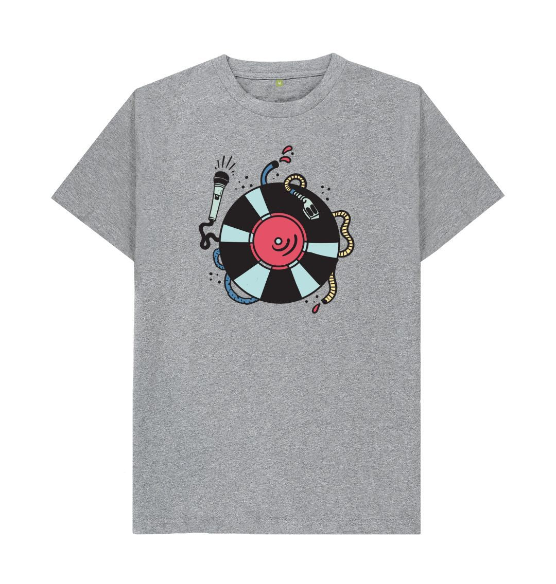 Athletic Grey Cartoon DJ Turntable & Mic T-Shirt