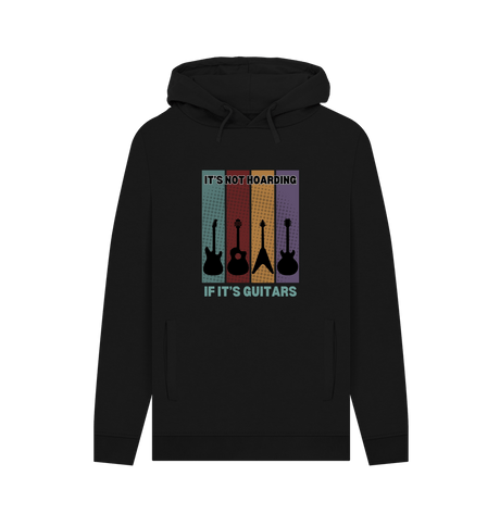 Black \"It's Not Hoarding If It's Guitars\" Guitarist Mens Hoodie