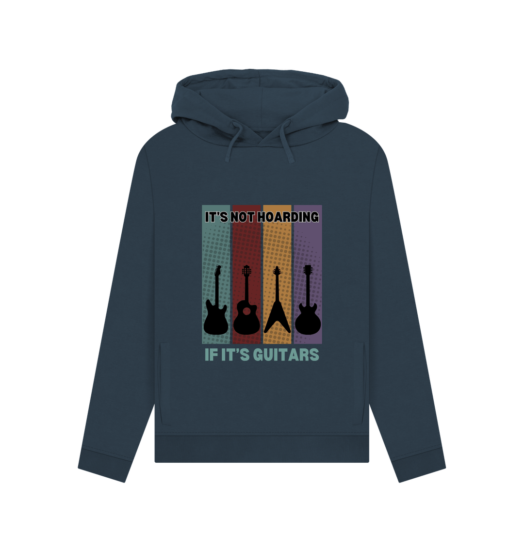 Navy Blue \"It's Not Hoarding If It's Guitars\" Womens Pullover Hoodie