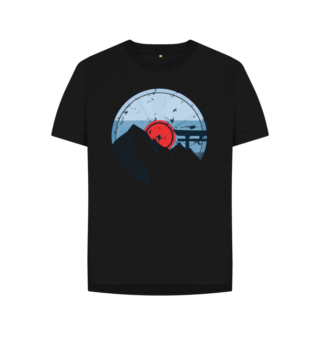 Black Womens Vinyl Record Mountain T-Shirt