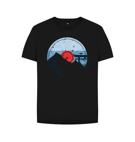 Black Womens Vinyl Record Mountain T-Shirt