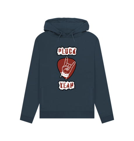 Navy Blue \"Pluck Yeah\" Graphic Rock Guitar Womens Pullover Hoodie