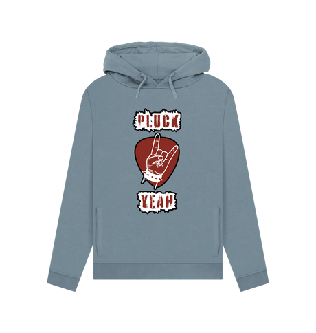 Stone Blue \"Pluck Yeah\" Graphic Rock Guitar Womens Pullover Hoodie