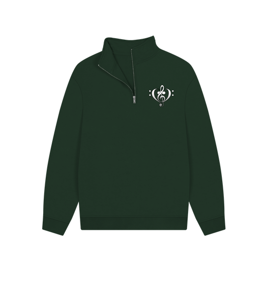 Evergreen Combined Clef Heart Symbol Graphic Unisex Quarter Zip Sweatshirt