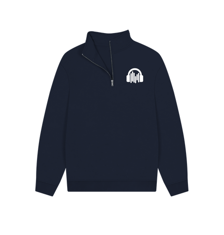 Navy Sound Shirts Pocket Logo Quarter Zip Unisex Sweatshirt