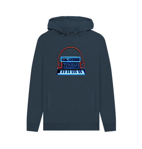 Navy Neon Moog Style Synth Mens Hoodie