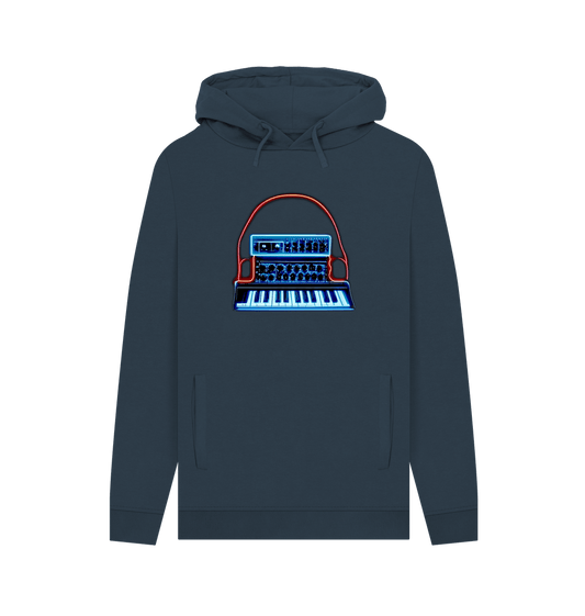 Navy Neon Moog Style Synth Mens Hoodie