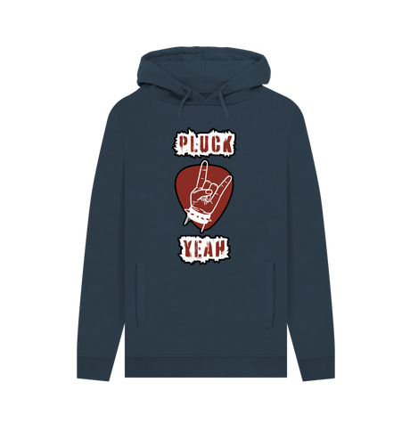 Navy \"Pluck Yeah\" Graphic Mens Guitar Rock Hoodie