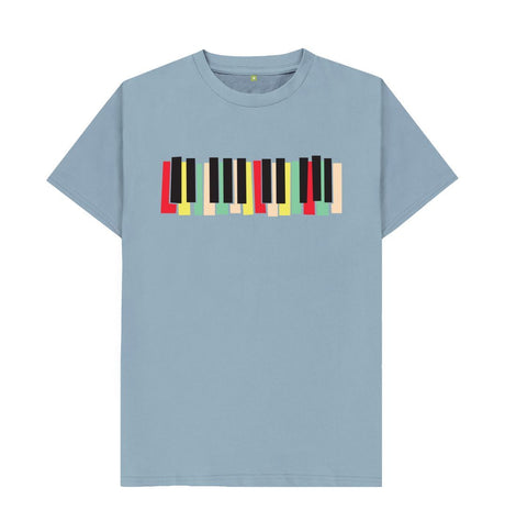 Stone Blue Colourful Keyboard Print T-Shirt