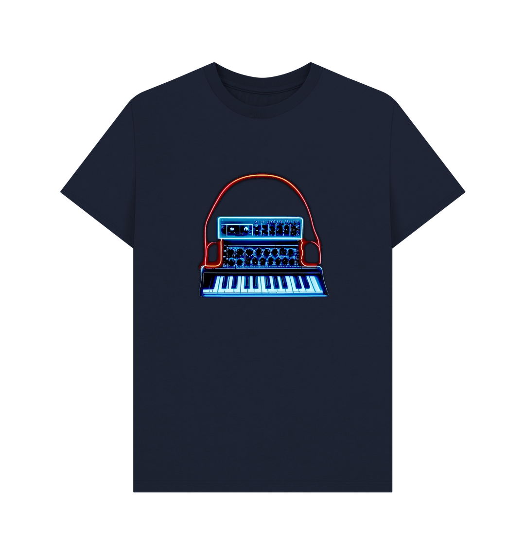 Navy Blue Neon Moog Style Synth Mens T-Shirt