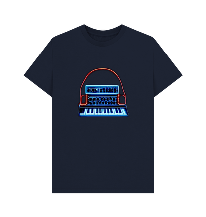 Navy Blue Neon Moog Style Synth Mens T-Shirt