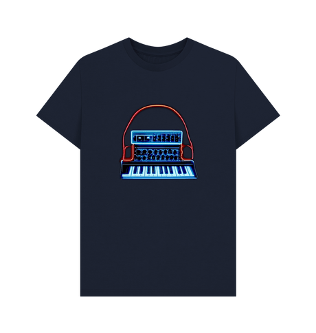Navy Blue Neon Moog Style Synth Mens T-Shirt
