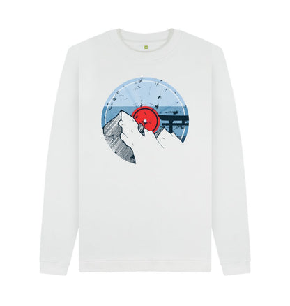 White Mens Vinyl Record Mountain Sweatshirt