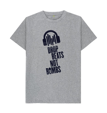 Athletic Grey Drop Beats Not Bombs Sound Shirts Navy Logo T-Shirt