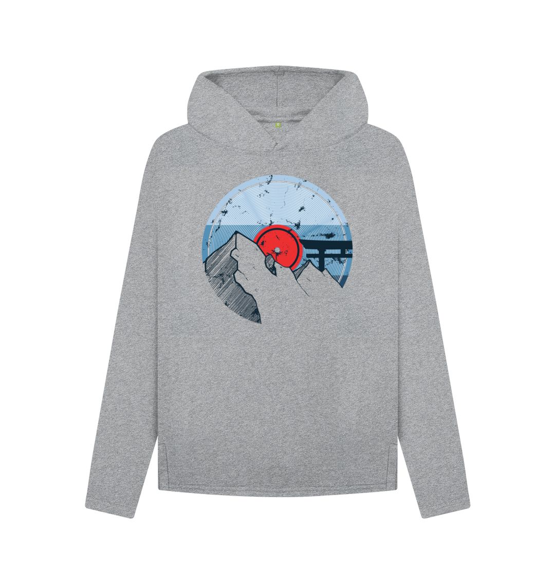 Athletic Grey Womens Vinyl Record Mountain Hoodie