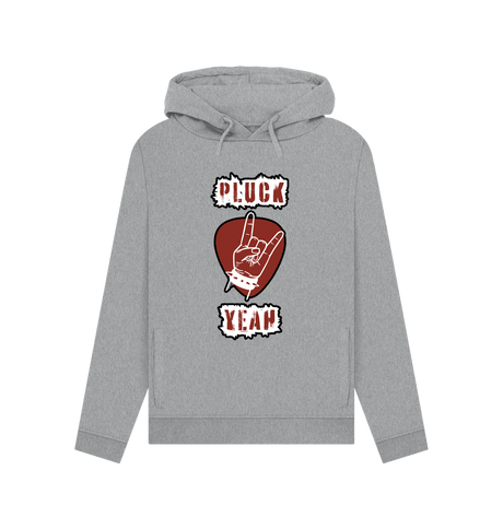 Light Heather \"Pluck Yeah\" Graphic Rock Guitar Womens Pullover Hoodie
