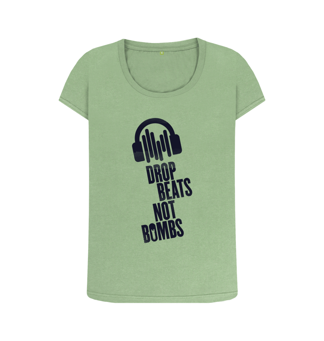 Sage \"Drop Beats Not Bombs\" Women's Scoop Neck T-Shirt
