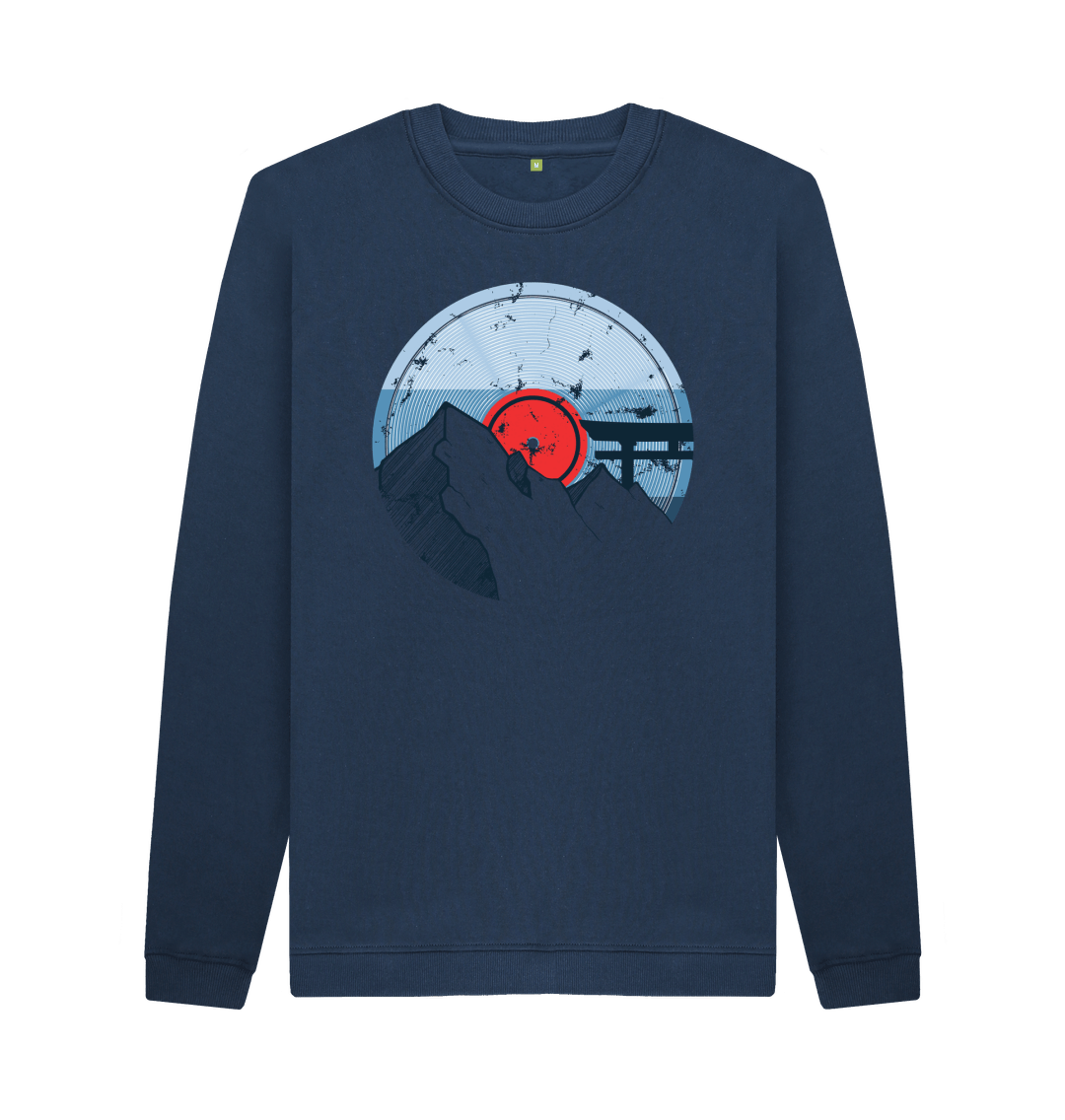 Navy Blue Printed Sweater Front