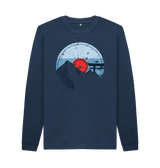 Navy Blue Printed Sweater Front