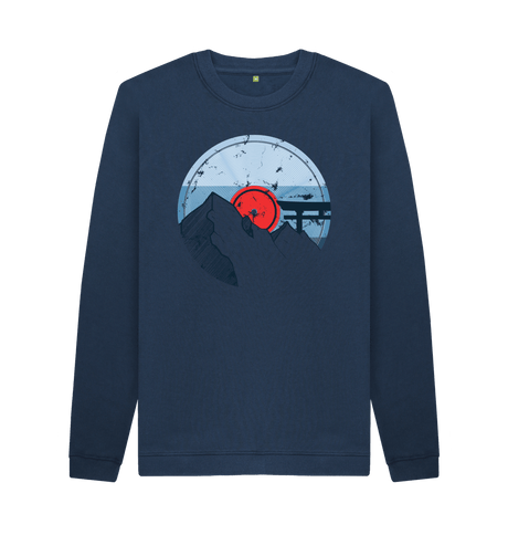 Navy Blue Printed Sweater Front