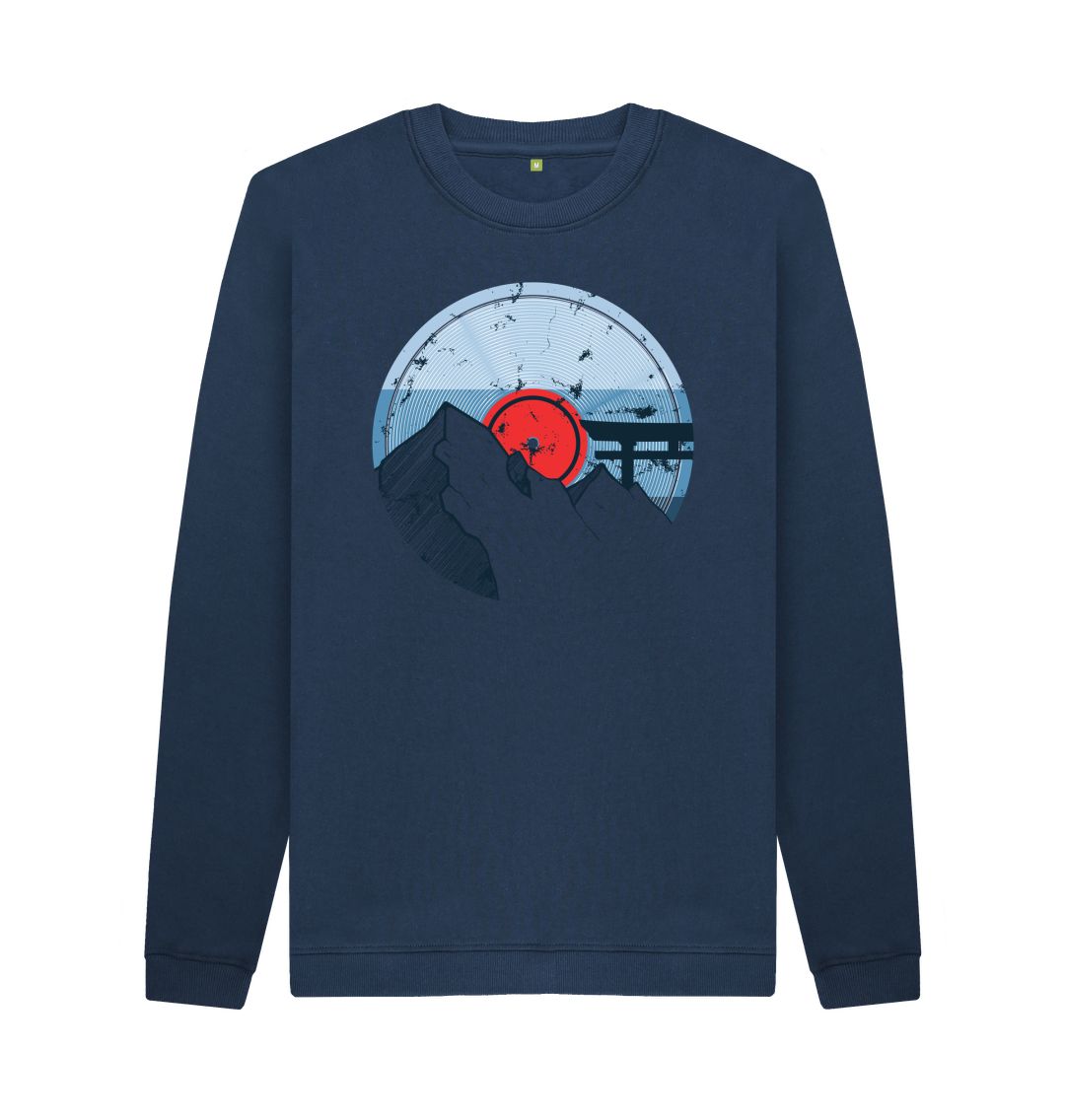 Navy Blue Mens Vinyl Record Mountain Sweatshirt