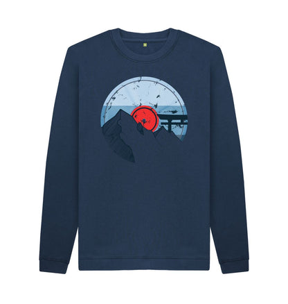 Navy Blue Mens Vinyl Record Mountain Sweatshirt