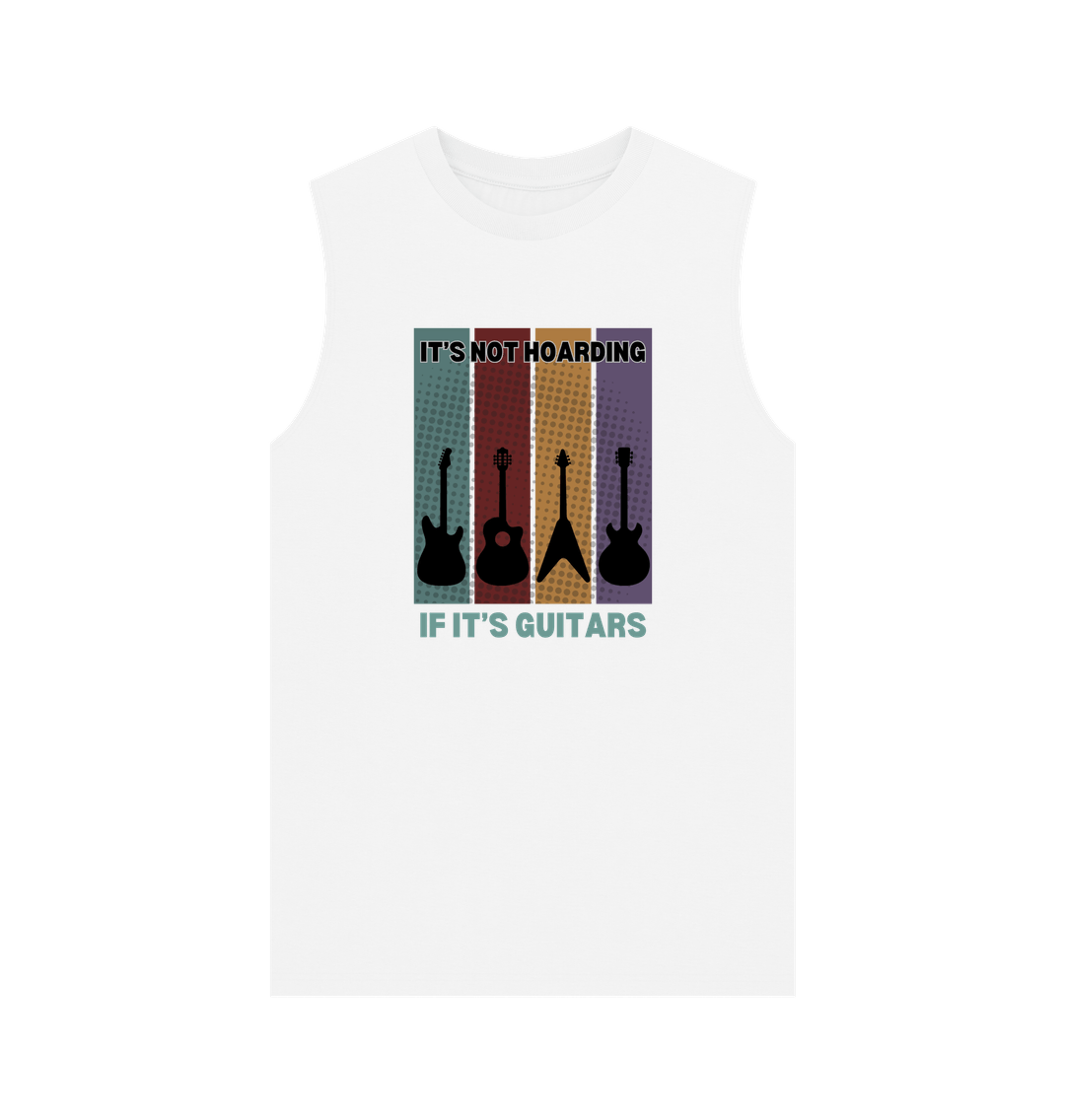 White \"It's Not Hoarding If It's Guitars\" Mens Vest