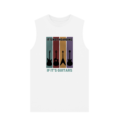 White \"It's Not Hoarding If It's Guitars\" Mens Vest