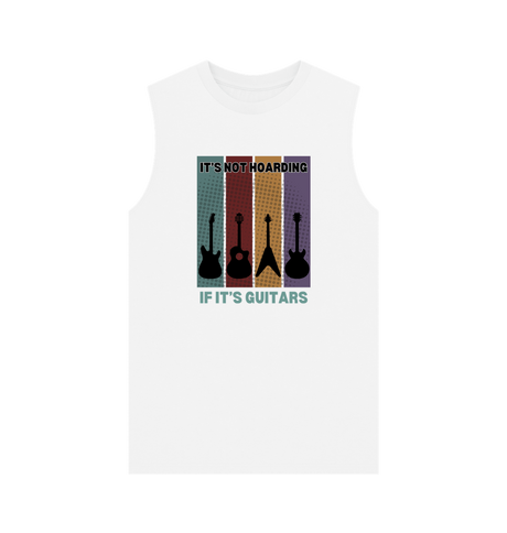 White \"It's Not Hoarding If It's Guitars\" Mens Vest