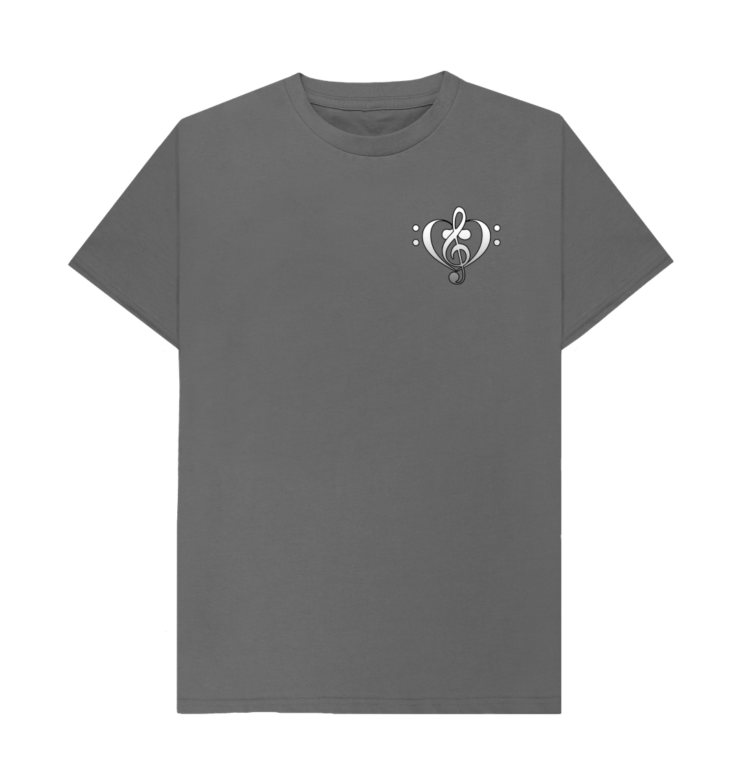 Slate Grey Combined Clef Heart Symbol Graphic Mens T-Shirt