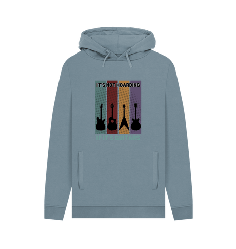 Stone Blue \"It's Not Hoarding If It's Guitars\" Guitarist Mens Hoodie