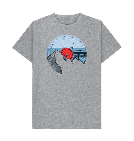 Athletic Grey Mens Vinyl Record Mountain T-Shirt