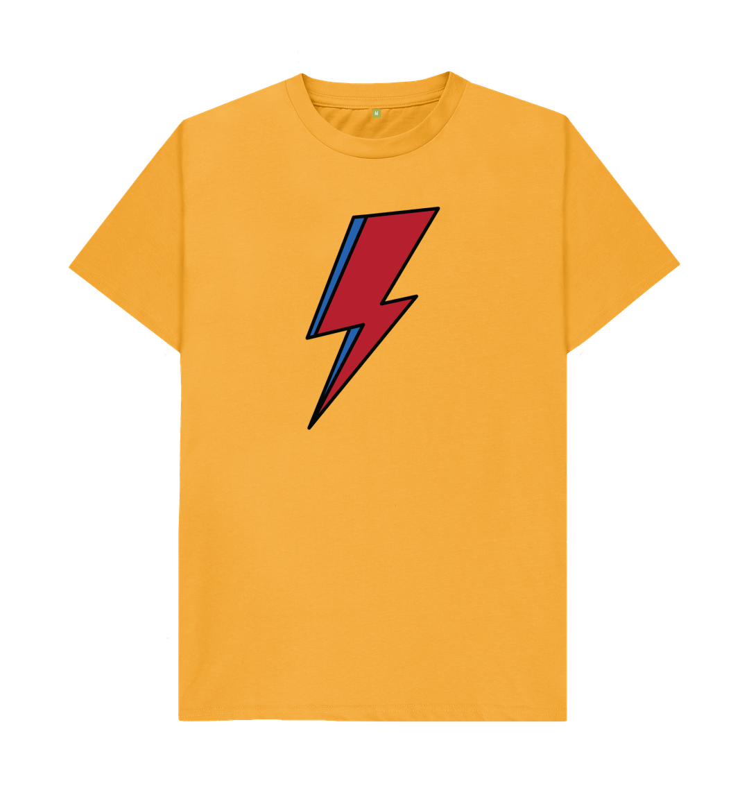 Mustard David Bowie Lightning Bolt Mens T-Shirt