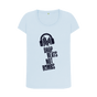 Sky Blue \"Drop Beats Not Bombs\" Women's Scoop Neck T-Shirt