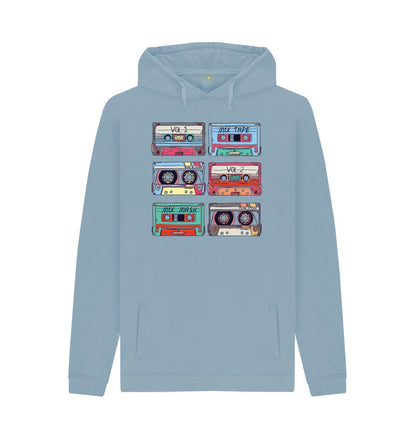 Stone Blue Mens Cassette Mix Tape Hoodie