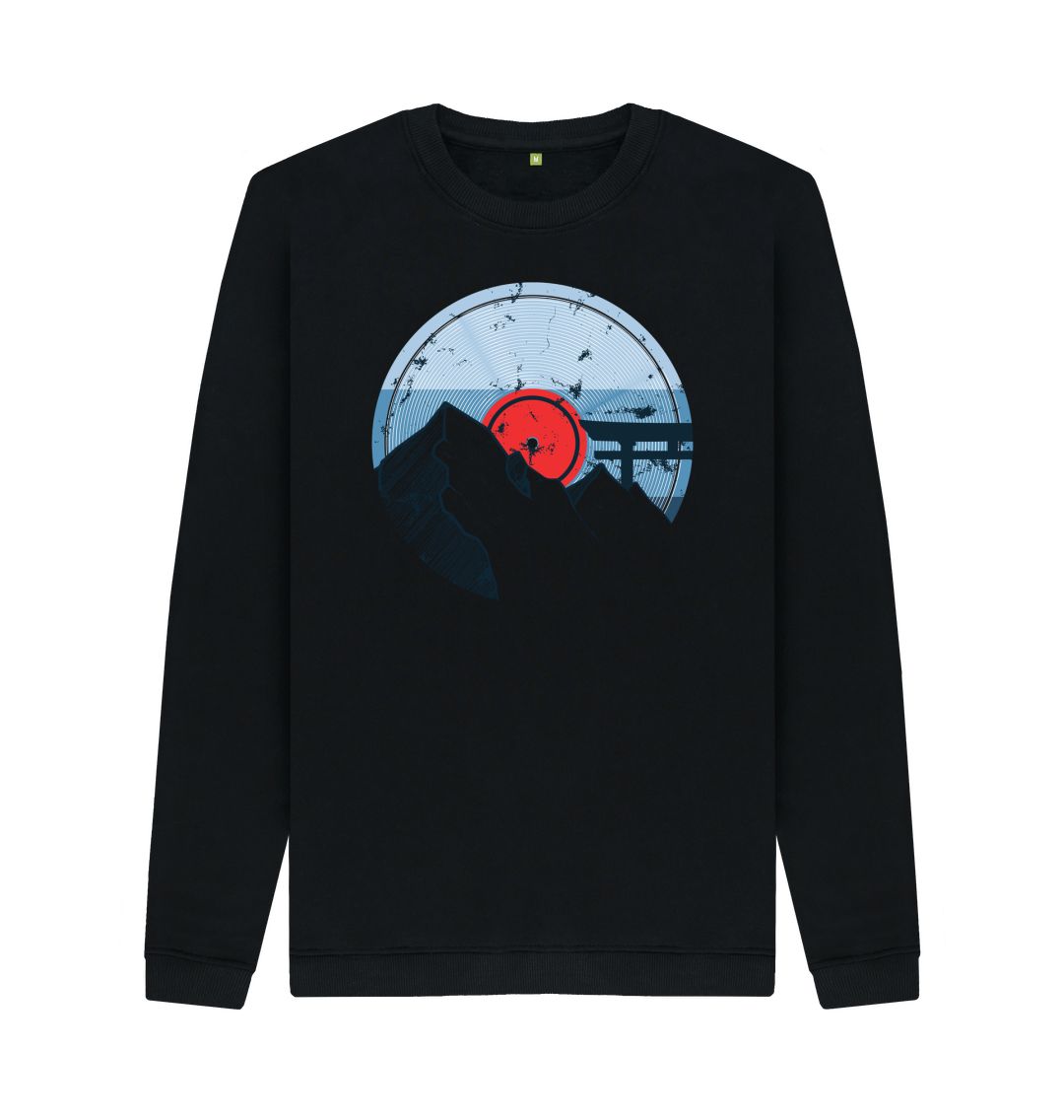 Black Mens Vinyl Record Mountain Sweatshirt