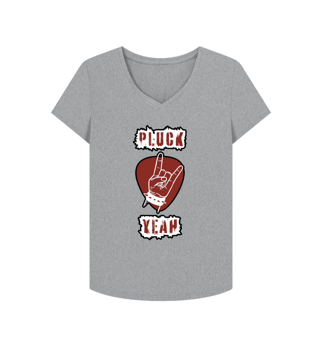 Athletic Grey \"Pluck Yeah\" Graphic Womens V-Neck T-Shirt