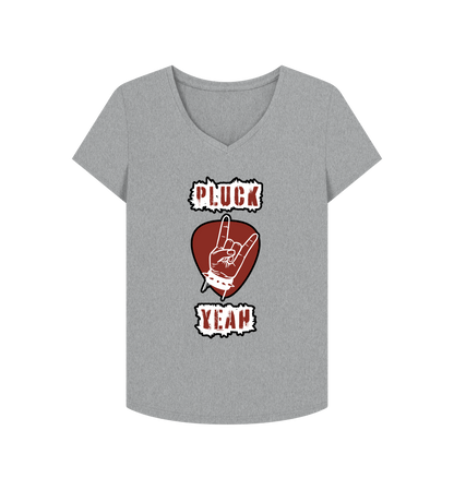 Athletic Grey \"Pluck Yeah\" Graphic Womens V-Neck T-Shirt