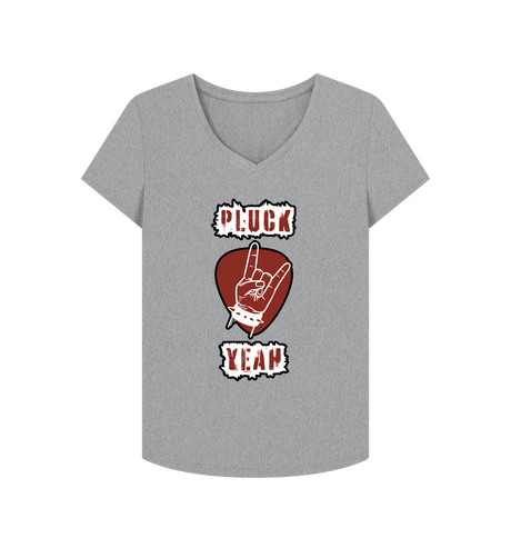 Athletic Grey \"Pluck Yeah\" Graphic Womens V-Neck T-Shirt