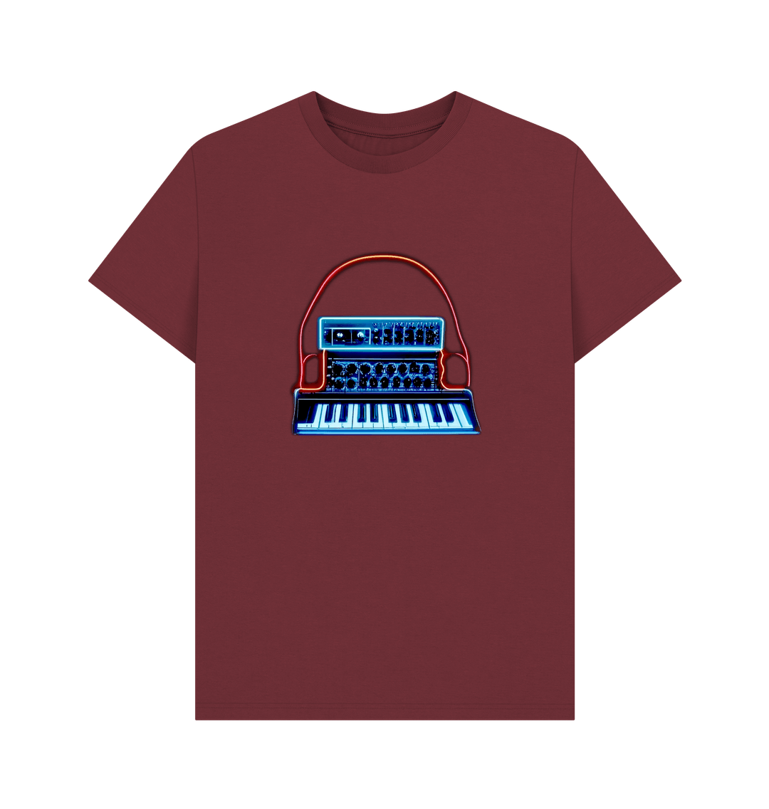 Red Wine Neon Moog Style Synth Mens T-Shirt