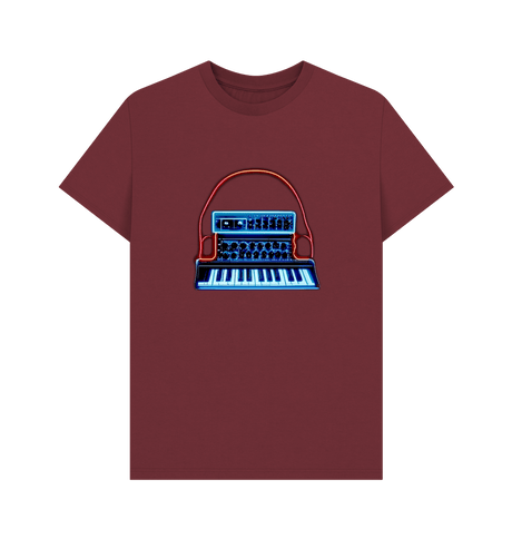 Red Wine Neon Moog Style Synth Mens T-Shirt