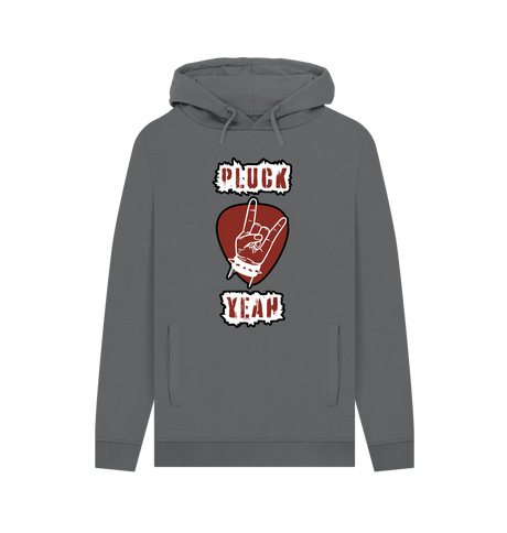 Slate Grey \"Pluck Yeah\" Graphic Mens Guitar Rock Hoodie