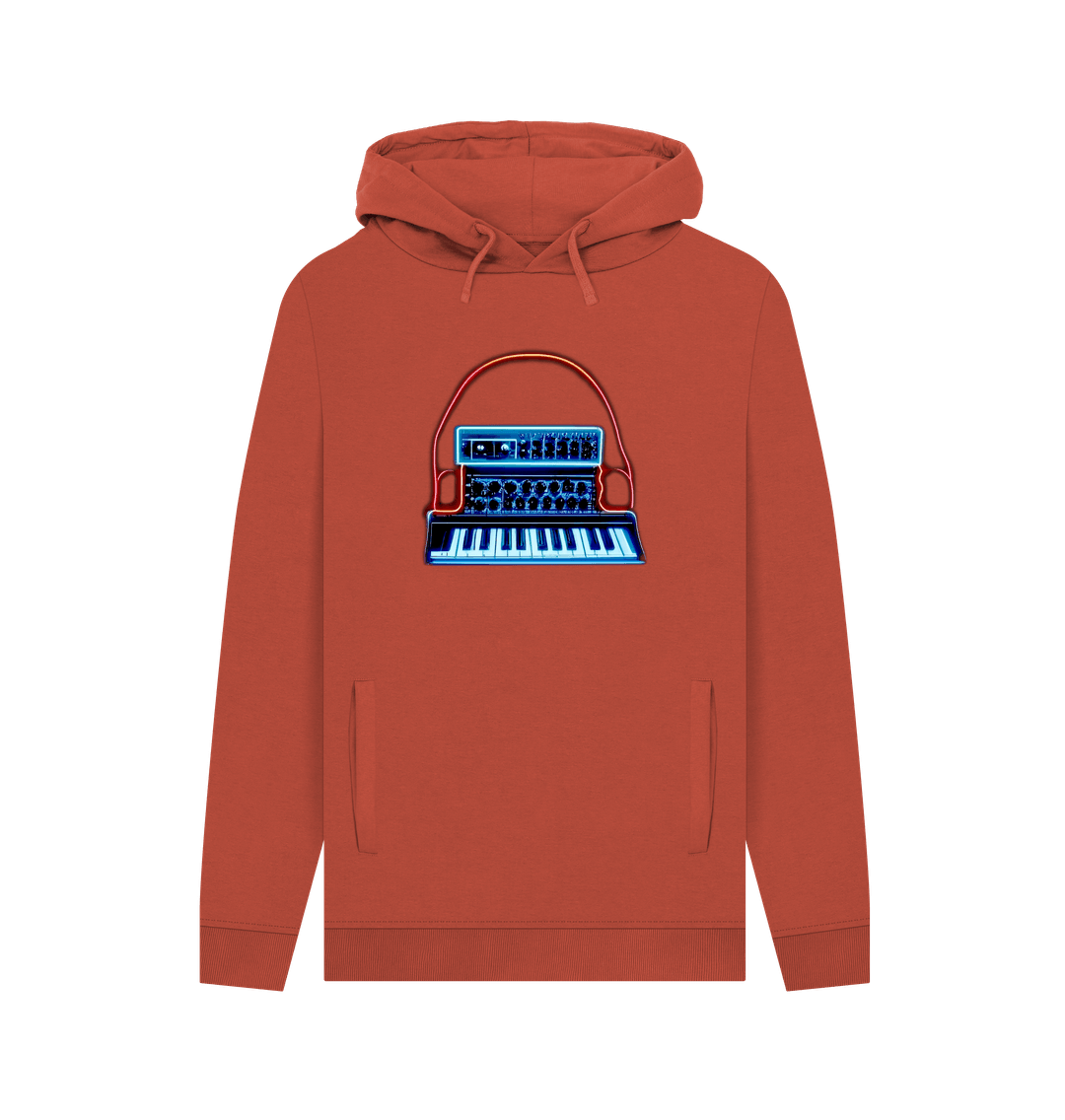 Rust Neon Moog Style Synth Mens Hoodie