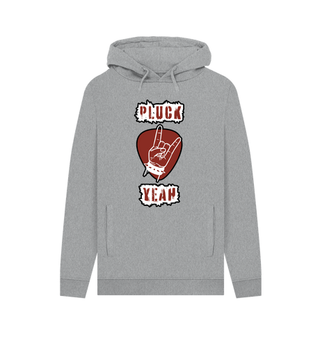 Light Heather \"Pluck Yeah\" Graphic Mens Guitar Rock Hoodie